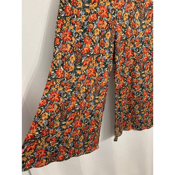 The ZigZag Stripe BOHO Cottagecore Festival Floral Wide Leg Flowy Pants 2XL - Picture 2 of 9